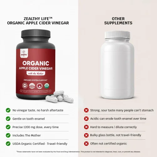 Miniatura 9 de Vinagre de sidra de manzana orgánico con la madre - Cápsulas de 1200 mg para un bienestar óptimo, sin gluten, sin OMG, 120 cápsulas vegetales