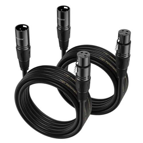 Miniatura 16 de Cable XLR de 1.5 pies, 6 unidades, cables de micrófono, cable de altavoz de micrófono equilibrado de alta calidad con cable XLR macho a hembra DMX