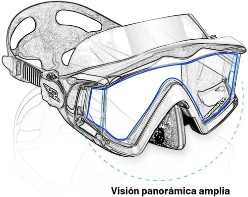Miniatura 7 de Máscara de buceo Pano 3 para adultos, máscara de esnórquel de vidrio templado, máscara de natación antivaho sin fugas, gafas de natación con Negro