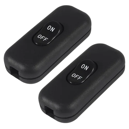 Miniatura 15 de 2 interruptores de cable en línea, AC120V 10A, 250V 6A, interruptor de control de lámpara de encendido y apagado para dormitorio, lámpara de mesa