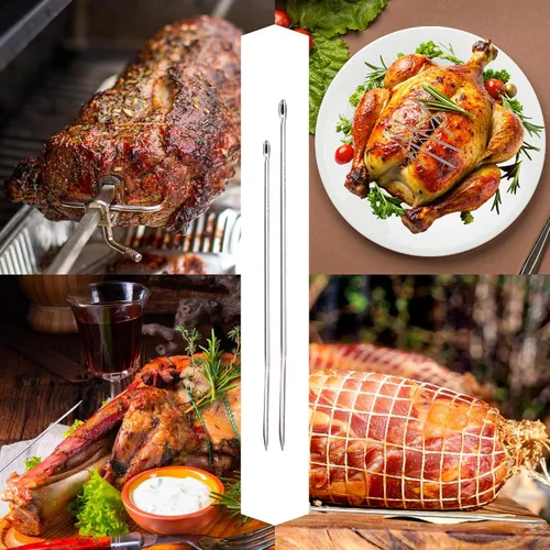 Miniatura 5 de HIC Kitchen Agujas rectas para asar, acero inoxidable 18/8, 8 pulgadas, juego de 2, para asegurar aves de corral rellenas y carne enrollada