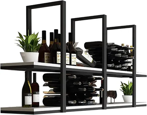 Shelves Industrial Vintage Bar Floating Shelf, 2 Tier Of White Solid Wood Shelf, for Bar Restaurant Ceiling Hanging Decorative Storage Rack. 3 Sizes