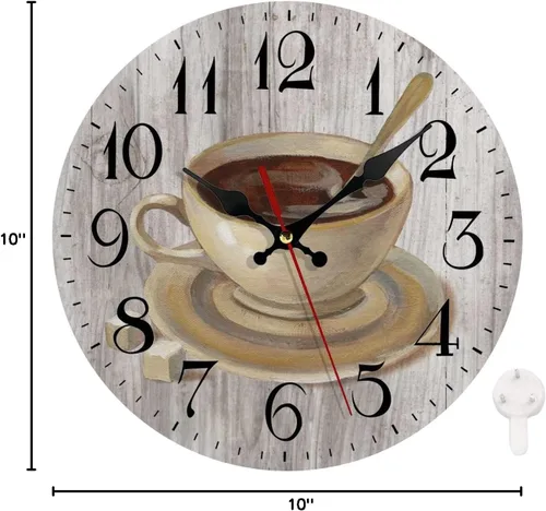 Miniatura 7 de LOKMU Reloj de pared silencioso sin tictac de 10 pulgadas, reloj redondo decorativo para sala de estar, cocina, hogar, baño, dormitorio, oficina