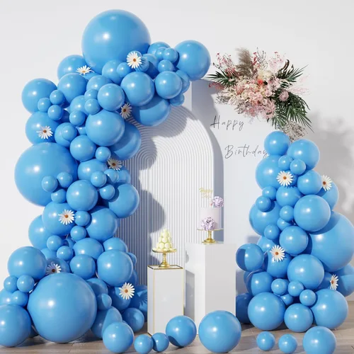 Globos de color azul claro en diferentes tamaños, 5, 10, 12, 18 pulgadas, 134 globos azul claro para arco de guirnalda, baby shower, graduación,