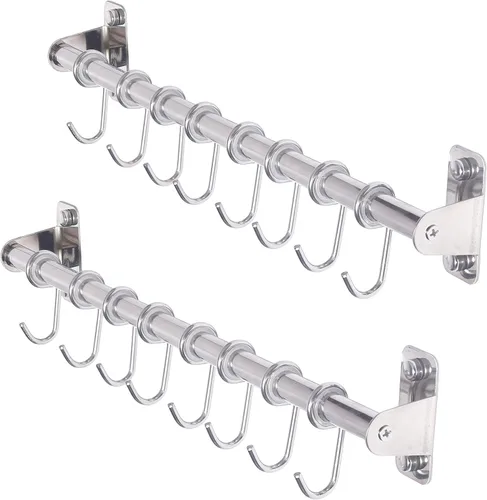 Miniatura 12 de Dseap Soporte para utensilios de cocina, soporte de pared para ollas y sartenes, riel de cocina con 8 ganchos para colgar utensilios de cocina