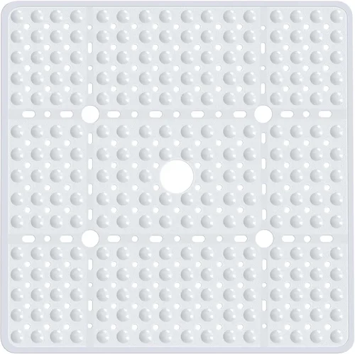 Miniatura 13 de Tapete de ducha cuadrado grande de 27 x 27 pulgadas, color negro, tapete antideslizante para ducha interior con grandes orificios de drenaje