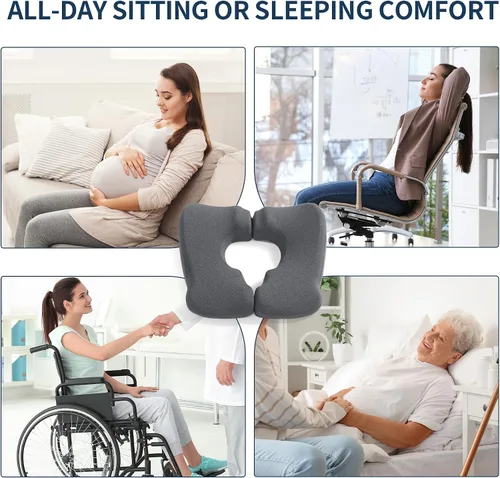 Miniatura 7 de BALAPET Cojines de espuma viscoelástica para el trasero, almohada ergonómica para aliviar la presión de las úlceras por decúbito para dormir y Gris