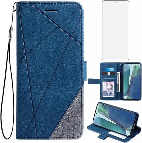 Compatible con Samsung Galaxy Note 20 Glaxay Note20 5G Funda tipo cartera y protector de pantalla de vidrio templado con tapa para tarjetero,