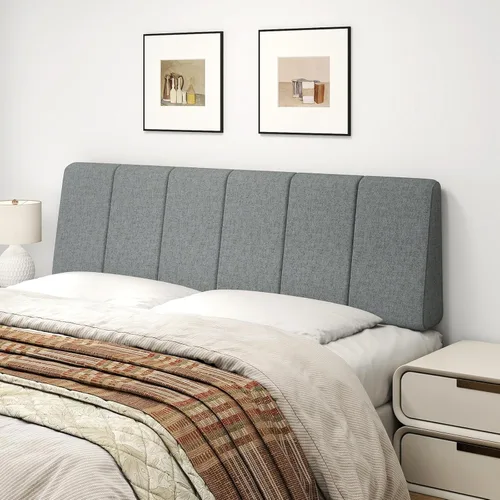 Cabecero tamaño Queen sin montaje, Cabecero tapizado tamaño Queen de tela de lino estilo moderno extra grueso para cama ajustable, color gris oscuro