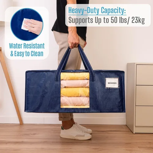 Miniatura 6 de VENO Paquete de 6 bolsas de mudanza resistentes, bolsas de embalaje con ventana transparente, alternativa a las cajas de mudanza, contenedores