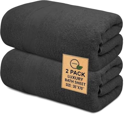 Sábanas de baño de lujo 100% algodón - Paquete de 2 (35" x 70") | Súper suaves, de secado rápido y altamente absorbentes para baño, hogar, spa y Gris
