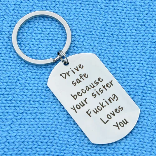 Miniatura 2 de Llavero con texto en inglés Drive Safe I Need You Here With Me, regalos para novio con texto en inglés "I Love You", regalo de cumpleaños para marido
