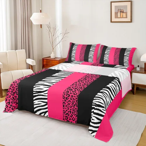 Miniatura 9 de Juego de sábanas abstractas de piel de guepardo, tamaño individual, decoración de lujo para habitación de niños, niñas y mujeres, juego de ropa