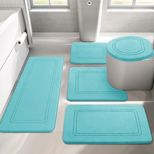 Miniatura 24 de YIHOUSE Juego de alfombras de baño de espuma viscoelástica, juego de 2 piezas, tapetes de baño antideslizantes para baño, juego de alfombras de baño