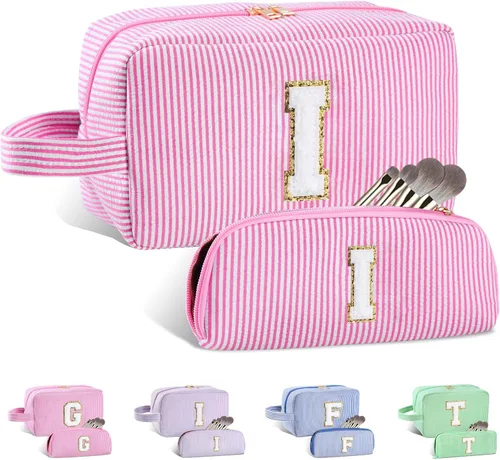 Miniatura 174 de Regalos personalizados para mujeres, bolsa de maquillaje con inicial, bolsa de maquillaje de viaje, bolsa de cosméticos, bolsa de artículos
