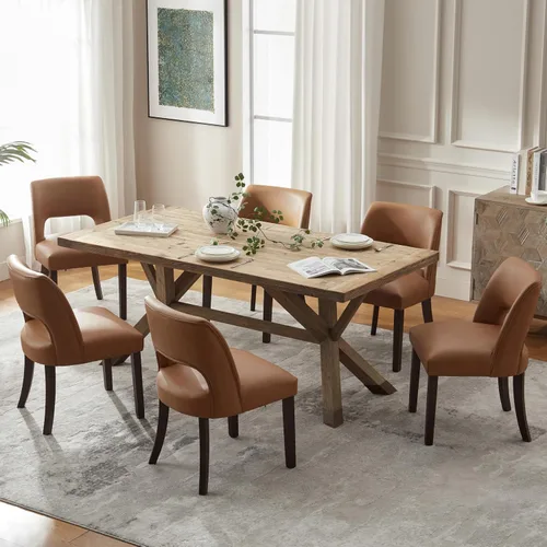 Miniatura 16 de VKNOW Juego de 2 sillas de comedor modernas, tapizadas de piel sintética, sillas de comedor, sillas de cocina, sillas de cena de granja para cocina