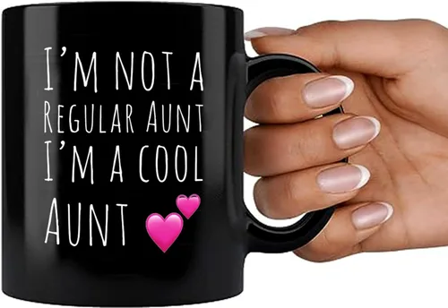Miniatura 6 de Panvola Taza de café de cerámica con texto en inglés "I'm Not A Regular Aunt I'm A Cool Aunt", regalo para el Día de la Madre de sobrino, hermana