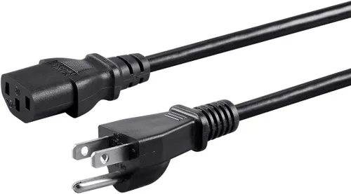 Miniatura 13 de Monoprice Cable de alimentación NEMA 5-15P a IEC 60320 C13, 18AWG, 10A/1250W, 125V, 3 clavijas, 1 pie, negro, paquete de 6