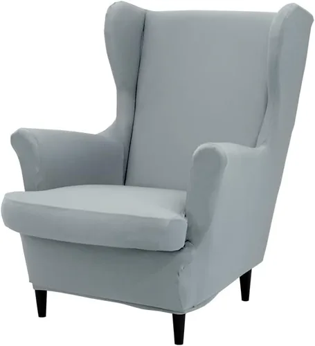 Miniatura 19 de Fundas para silla Wingback, 2 piezas, fundas elásticas para sillón de ala de color sólido con parte inferior elástica, protector de muebles