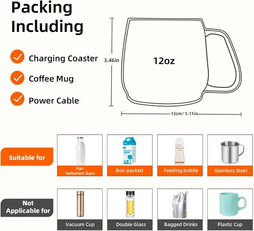 Miniatura 5 de Calentador de café con juego de tazas, calentador eléctrico de tazas para escritorio, oficina, uso doméstico, calentador de velas con interruptor