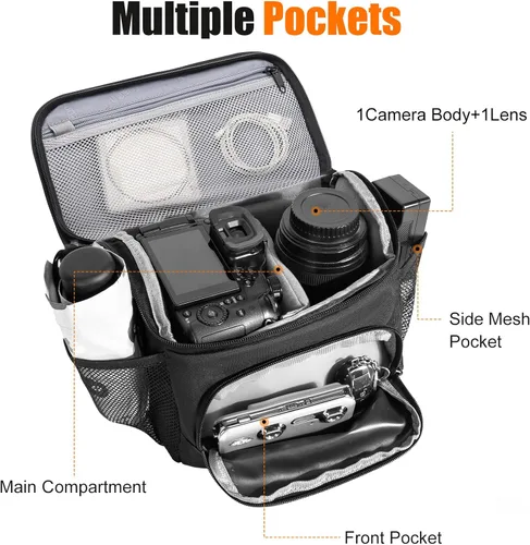 Miniatura 3 de Cwatcun Bolso bandolera para cámara pequeña, bolsa bandolera para cámara, impermeable, para fotografía de viaje, para Canon, Nikon, Sony, Fuji