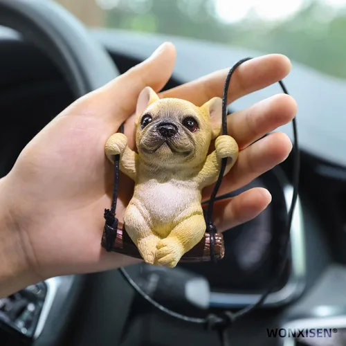 Miniatura 4 de Adorno de coche Bulldog Francés – Espejo colgante para el interior del coche