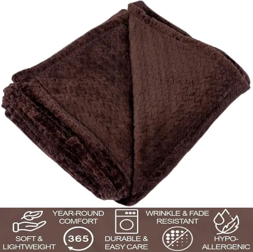 Miniatura 4 de Manta de punto gofre con textura suave para sofá, cama individual, niños y adultos, 50 x 60 pulgadas, manta de punto de felpilla, manta bohemia