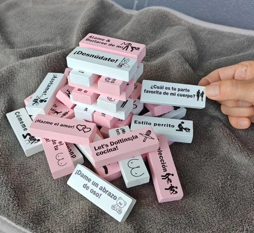 Miniatura 2 de Juego de Bloques Español para Parejas Adultas, Juego de Torre Colorida en la Cama, Actividad Divertida para Dormitorio de Esposa y Esposo
