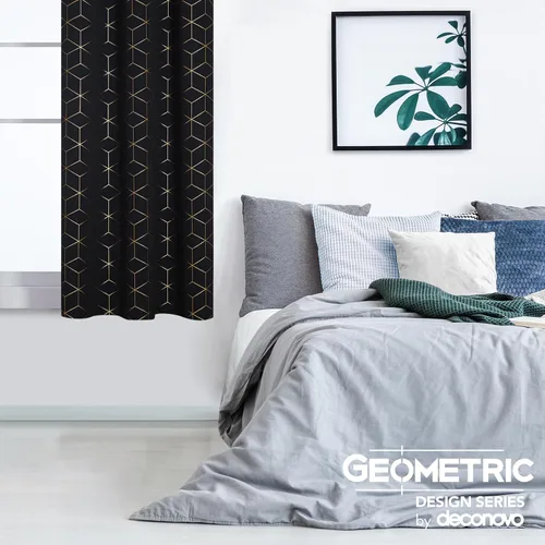 Miniatura 3 de Deconovo Cortinas opacas, aislamiento térmico y reducción de ruido, estampado de lámina de diamante – ojales en la parte superior, 2 paneles, Negro