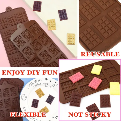 Miniatura 5 de 5 Piezas de Moldes de Silicona Separables para Chocolate, Molde Cuadrado de Silicona, Molde de Barra de Chocolate de Caramelo Antiadherente, Molde