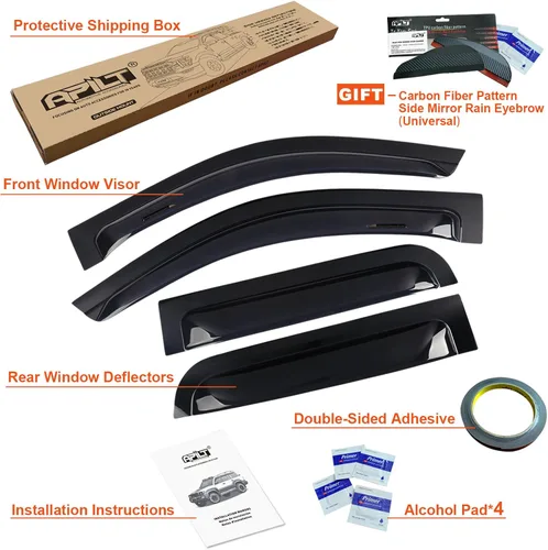 Miniatura 8 de Protectores de lluvia grandes para ventana de ventilación para Ford F-150 SuperCrew 2009-2014 y SVT Raptor SuperCrew 2010-2014 para montaje