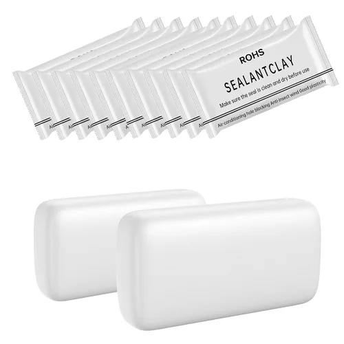 Miniatura 8 de Paquete de 6 masillas de sellado impermeables, arcilla de reparación de sello de conducto blanco, masilla de fontanero moldeable para electricidad