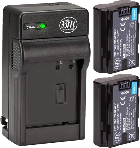 BM Premium Paquete de 2 baterías NP-W235 y cargador de batería para Fujifilm X-S20, X-T4, X-T5, X-H2S, GFX 50S II, GFX 100RF, GFX 100S, GFX 100S II,