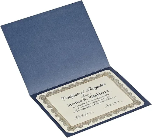 Miniatura 3 de Southworth Certificate Jacket, lámina dorada mejorada, 9.5 x 12 pulgadas, 105 libras, acabado de fieltro azul marino, 5 unidades (PF6), Azul