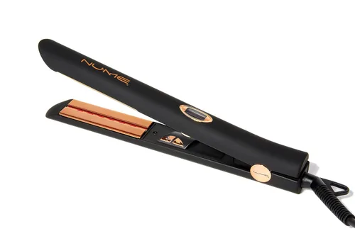NuMe Style Setter - Plancha plana de titanio, planchas flotantes de 1 pulgada con acondicionamiento de iones negativos, tira de luz infrarroja,