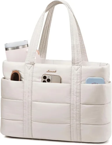 Miniatura 14 de LOVEVOOK: bolsa de mano para mujer, bolsa de trabajo grande acolchada para laptop, bolsa de viaje ligera con cremallera, regalos para mujer