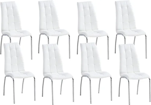 Miniatura 12 de Juego de 4 sillas de comedor de piel sintética, modernas sillas de comedor negras con patas de metal dorado y respaldo ergonómico, tapizadas