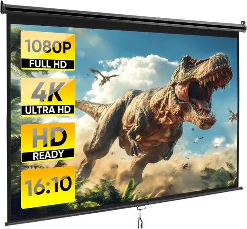Miniatura 13 de ZENY Pantalla de proyector desplegable de 100 pulgadas 16:9 HD, pantalla de proyección manual de cine en casa, pantalla de cine retráctil portátil