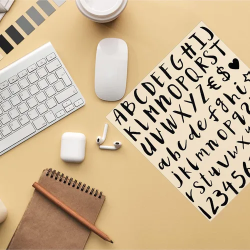 Miniatura 7 de Calcomanías de letras con purpurina, 810 piezas, 10 hojas de calcomanías de números del alfabeto, letras autoadhesivas para álbumes de recortes