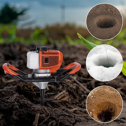 Miniatura 6 de Taladro de tierra de 52 cc a gas, taladro de 2 tiempos de 2.3 HP con brocas de 4 pulgadas/6 pulgadas/8 pulgadas y barra de extensión de 12 pulgadas