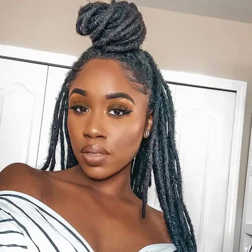 Miniatura 8 de Extensiones Loc de 0.2 in de diámetro, extensiones de rastas de cabello 100% humano para hombres y mujeres, con cobertura de cabeza completa, hechas