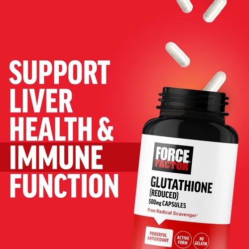 Miniatura 5 de Force Factor Suplemento de glutatión, suplemento antioxidante con glutatión reducido de 500 mg para una absorción y eficacia superiores