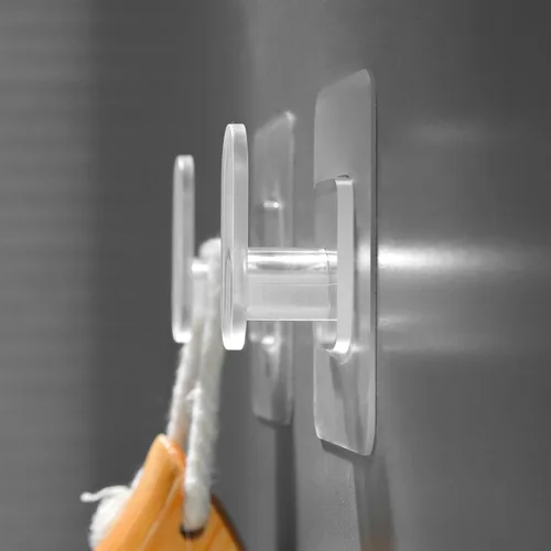 Miniatura 3 de DELITON Paquete de 10 bonitos ganchos adhesivos de almacenamiento transparentes, se adhieren en la pared para toallas, batas, abrigos transparente-1