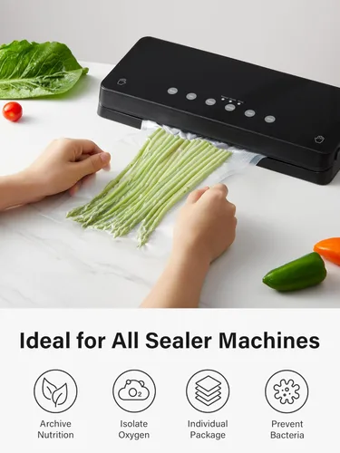 Miniatura 7 de Kootek Bolsas selladoras al vacío para alimentos, 100 cuartos de galón de 8 x 12 pulgadas y pinta de 6 x 10 pulgadas, bolsas de sellado al vacío