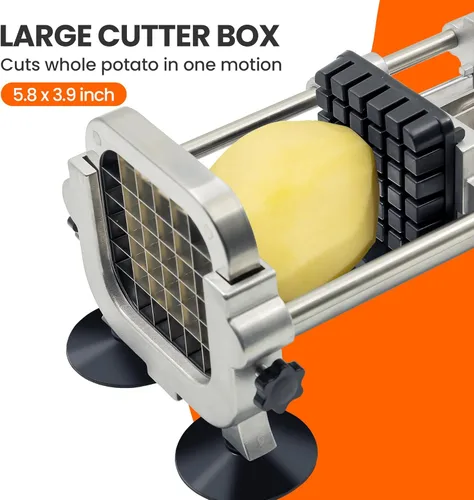 Miniatura 2 de Cortador de papas fritas con dos cuchillas (1/2 pulgada y 3/8 pulgadas), cortador comercial de acero inoxidable, adecuado para papas enteras