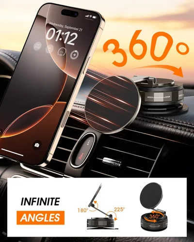 Miniatura 5 de Yoozon Soporte magnético para teléfono Mag Safe con succión fuerte al vacío de 2400 gf, soporte plegable de rotación de 360° para todos