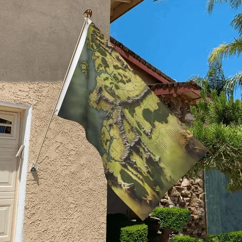 Miniatura 5 de Bandera de jardín impresa con mapa de la Tierra Media de 3 x 5 pies, bandera para exteriores, bandera de brisa, banderas a prueba de decoloración