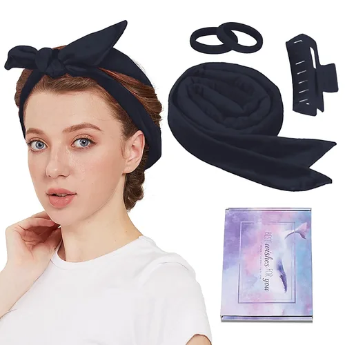 Diadema de barra rizadora sin calor, rizadores de pelo extra largos de 60 pies para dormir, rodillos de pelo con clips y coleteros, accesorios para
