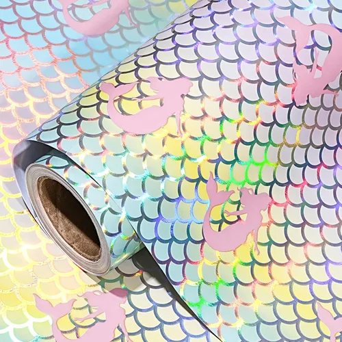 Miniatura 9 de LeZakaa Papel de Regalo Holográfico Rosa, Papel de Aluminio Metálico con Brillo y Diseño de Estrellas para Navidad, Día de la Madre, Graduación