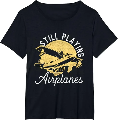 Miniatura 32 de Still Playing With Airplanes - Camiseta de control remoto RC Avión Piloto, Negro